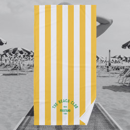 Toalha De Praia Bola Verde Crest Yellow Cabana Stripe do Clube de 