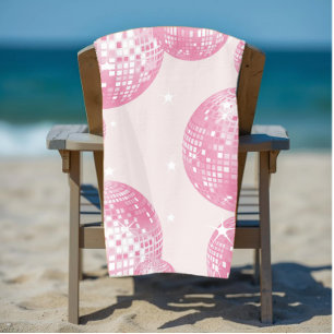 Toalha De Praia Bolas de Disco Rosa, Estilo Retroativo, Estilo Gir