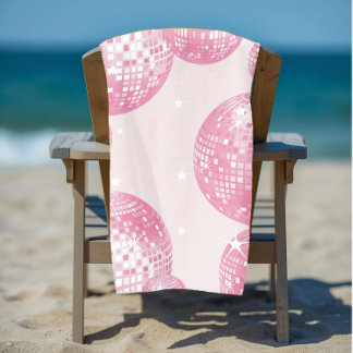 Toalha De Praia Bolas de Disco Rosa, Estilo Retroativo, Estilo Gir