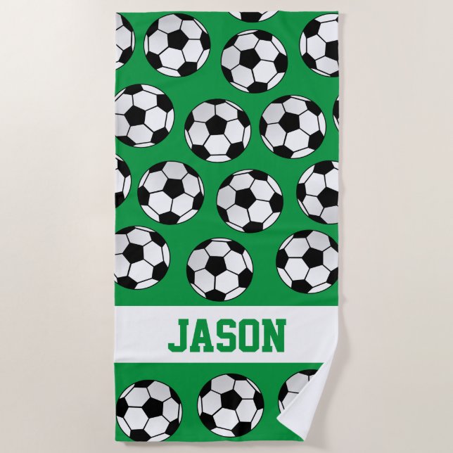 Toalha De Praia Bolas de Futebol Divertidas Personalizadas (Frente)