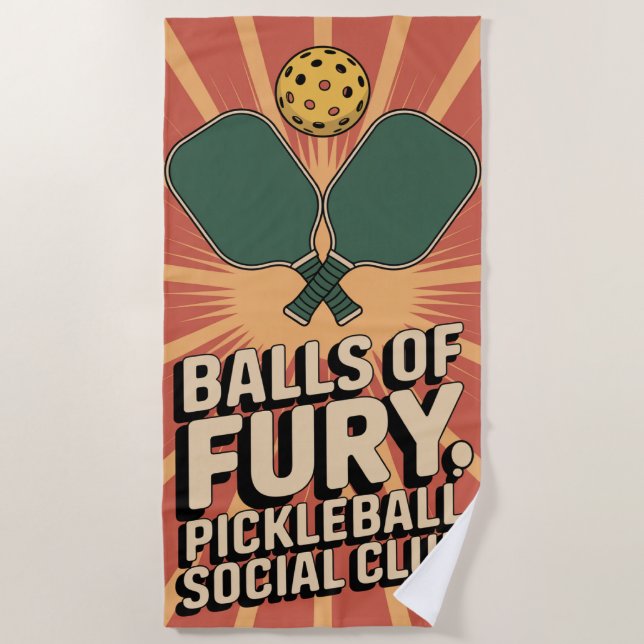 Toalha De Praia Bolas De Pickleball Do Clube Social Fury (Frente)