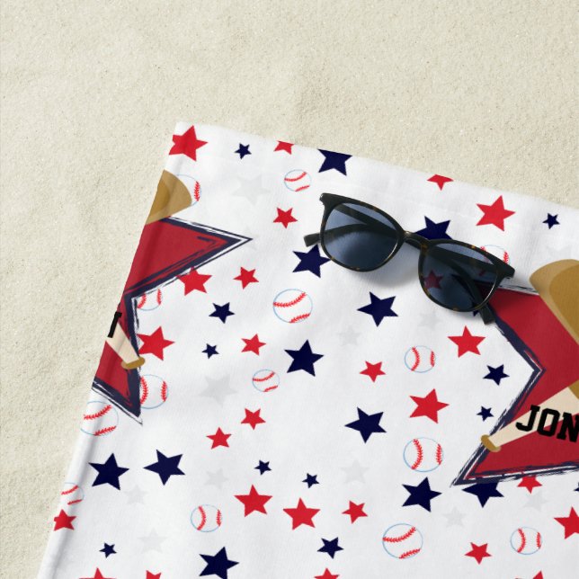 Toalha De Praia Bolas e estrelas personalizadas de beisebol em bra (In Situ)