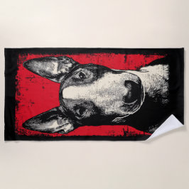 Toalha De Praia Bold Bull Terrier Portrait Red Background
