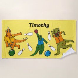 Toalha De Praia Boliches Dinossauros Cartoons Personalizados Bowle