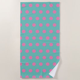 Toalha De Praia Bolinhas Beach Towel (Aqua & Pink)