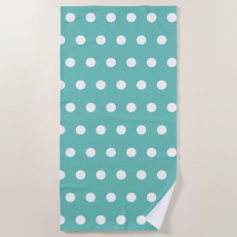 Toalha De Praia Bolinhas Beach Towel (Aqua & White)