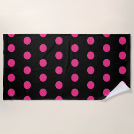 Toalha De Praia Bolinhas Beach Towel (Preto e Rosa Néon)