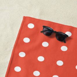 Toalha De Praia Bolinhas brancas e laranja