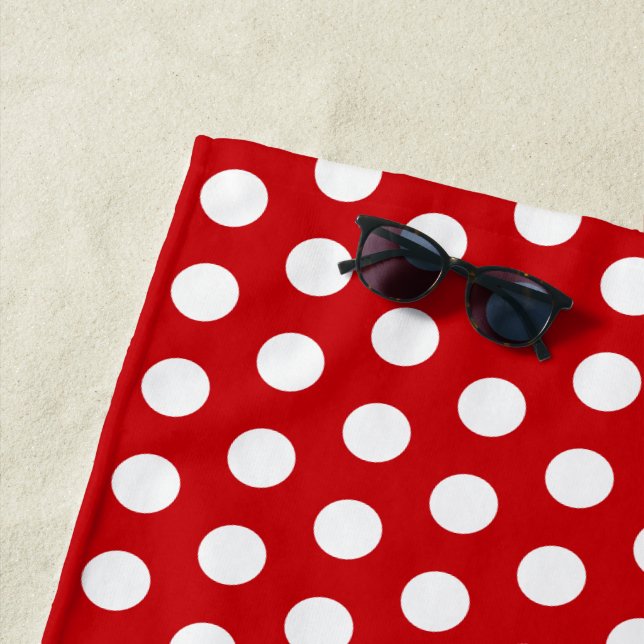 Toalha De Praia Bolinhas brancas escuras em vermelho (In Situ)