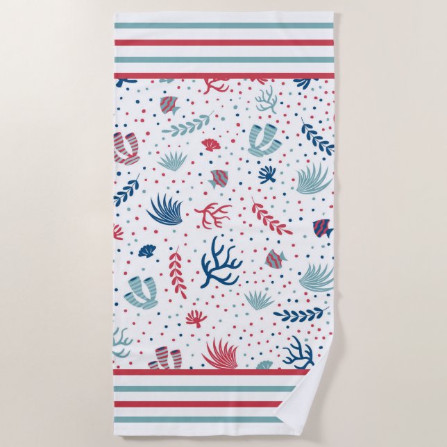Toalha De Praia Bolinhas, Estirpes, Peixes e Corais (Frente)