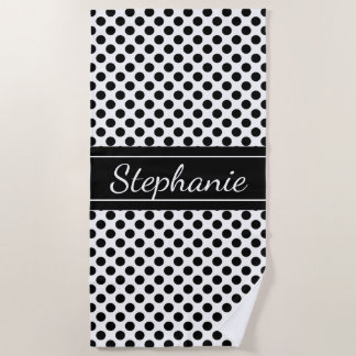 Toalha De Praia Bolinhas preto e branco personalizadas