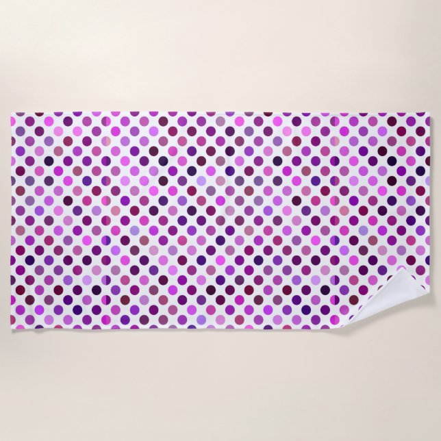 Toalha De Praia Bolinhas rosa e roxa (Frente)