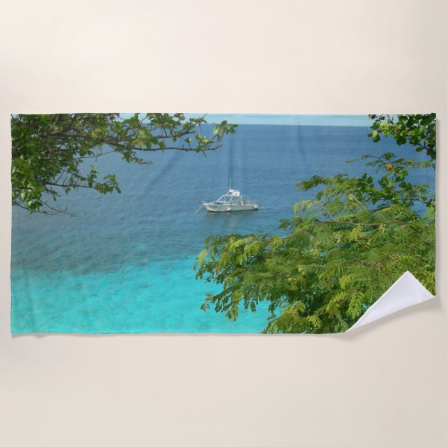 Toalha De Praia Bonaire Ocean View com Boat Beach Towel (Frente)