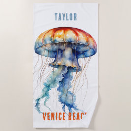 TOALHA DE PRAIA BONITA ÁGUA-PEIXE-PEIXE, PERSONALIZADA