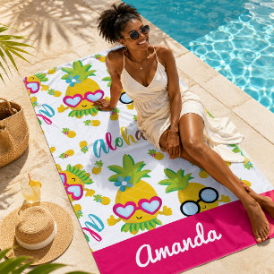 Toalha De Praia Bonito Abacaxis Aloha Girly