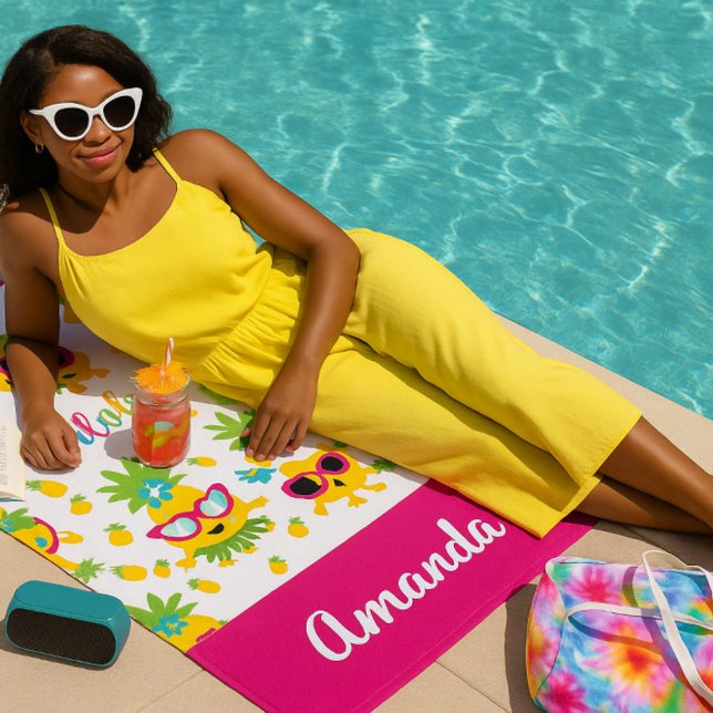Toalha De Praia Bonito Abacaxis Aloha Girly (Criador carregado)