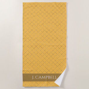 Toalha De Praia Bonito Daffodil Dourado Quatrefoil Personalizado