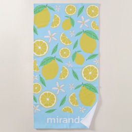 Toalha De Praia Bonito nome personalizado de Fruity Lemons Fruity