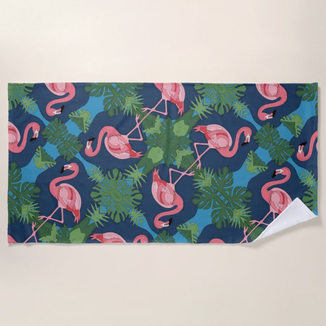 Toalha De Praia Bonito Pink Flamingo Pattern (Frente)