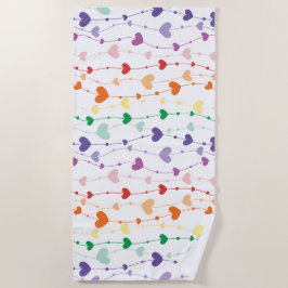 Toalha De Praia Bonito Rainbow Hearts Pattern Kids