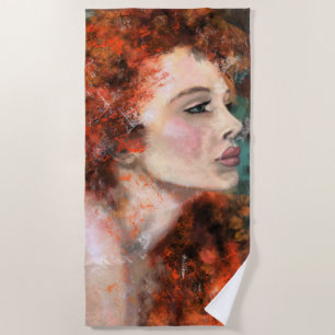 Toalha De Praia Bonito Redhead - Abstrato - Pintura Original