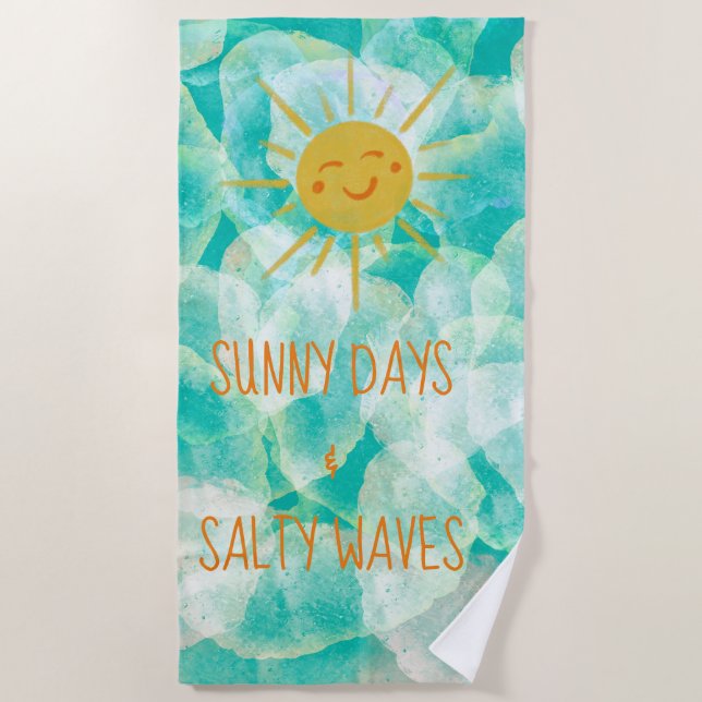Toalha De Praia Bonitos Dias Sunny & Salty Waves Beach Towel (Frente)