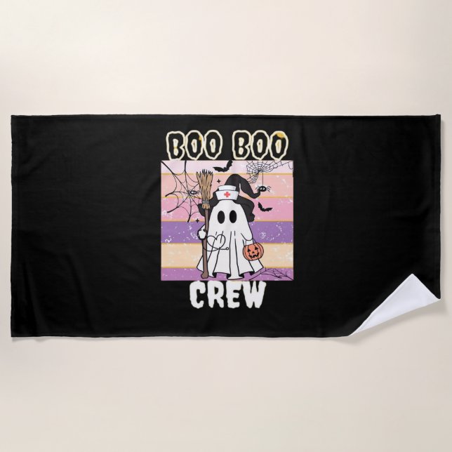 Toalha De Praia Boo Boo Crew Halloween Enfermeira Fantasma Essenci (Frente)