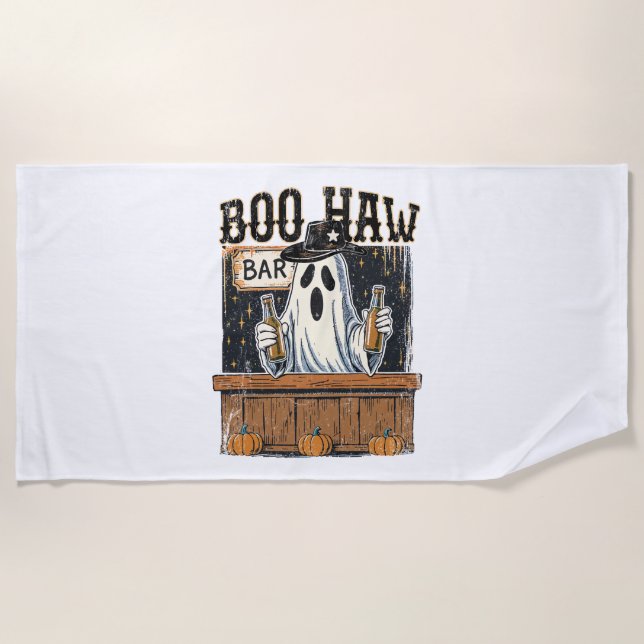 Toalha De Praia Boo Haw Retro Western Halloween (Frente)