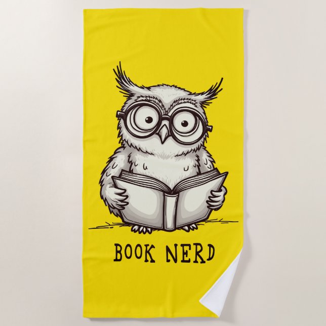 Toalha De Praia Book nerd owl (Frente)