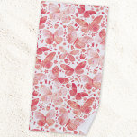 Toalha De Praia Borboleta Aquarela Rosa<br><div class="desc">Pintura em forma de borboletas cor-de-rosa-coral e branca para se destacar na areia. Arte original de Nic Squirrell.</div>