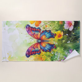 Toalha De Praia Borboleta Azul Laranja Asas