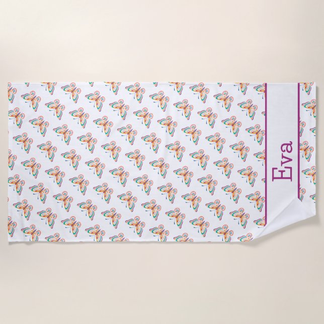 Toalha De Praia Borboleta Divertida (Frente)