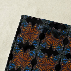 Toalha De Praia Borboleta Monarca Alinhando Laranja E Azul