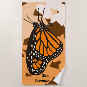 Toalha de Praia Borboleta Monarca Senhora Laranja