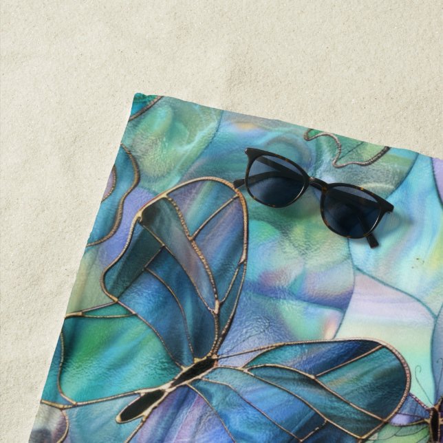 Toalha De Praia Borboletas Azuis Roxas (In Situ)