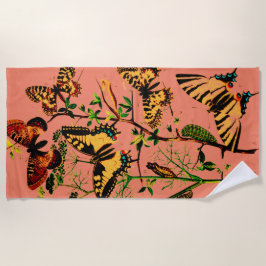 Toalha De Praia Borboletas Francesas Rosa