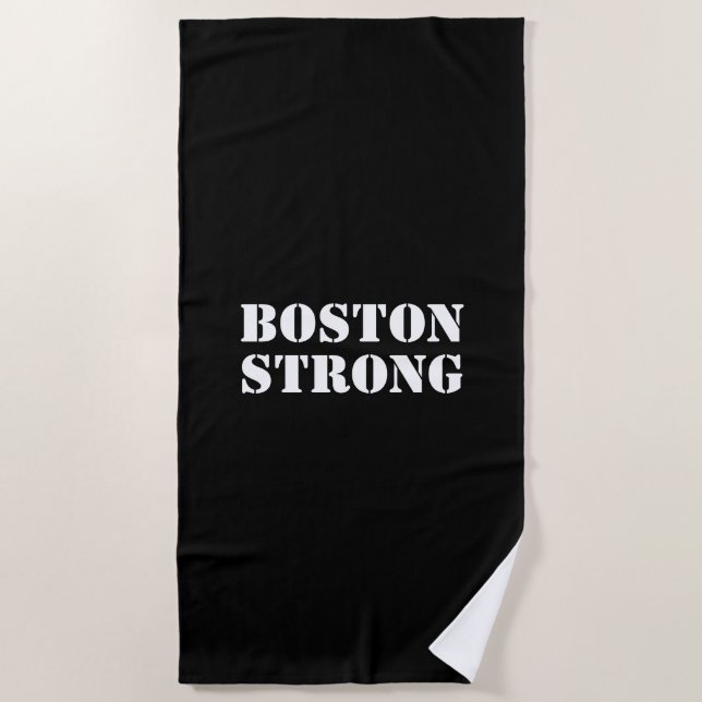 Toalha De Praia "Boston Strong" - preto branco (Frente)