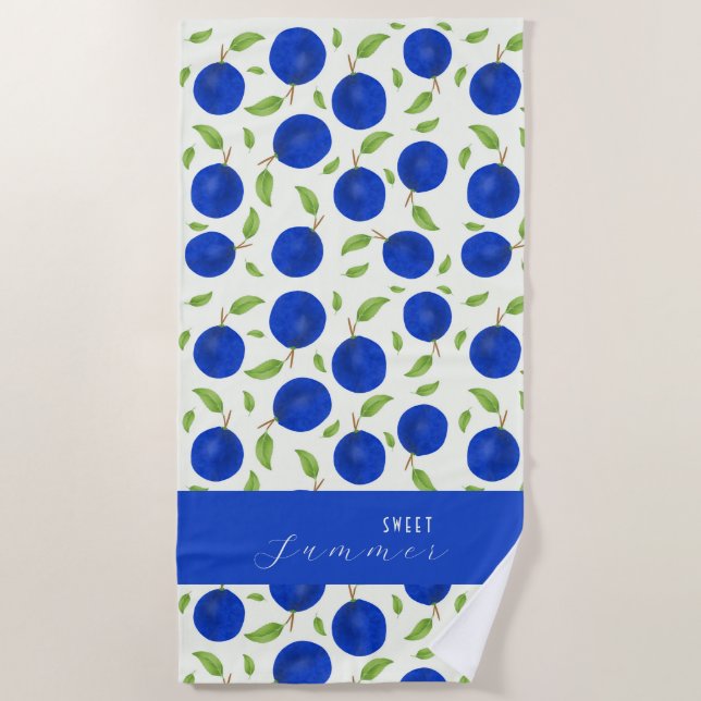 Toalha De Praia Botanical Plums Collection Ivory (Frente)