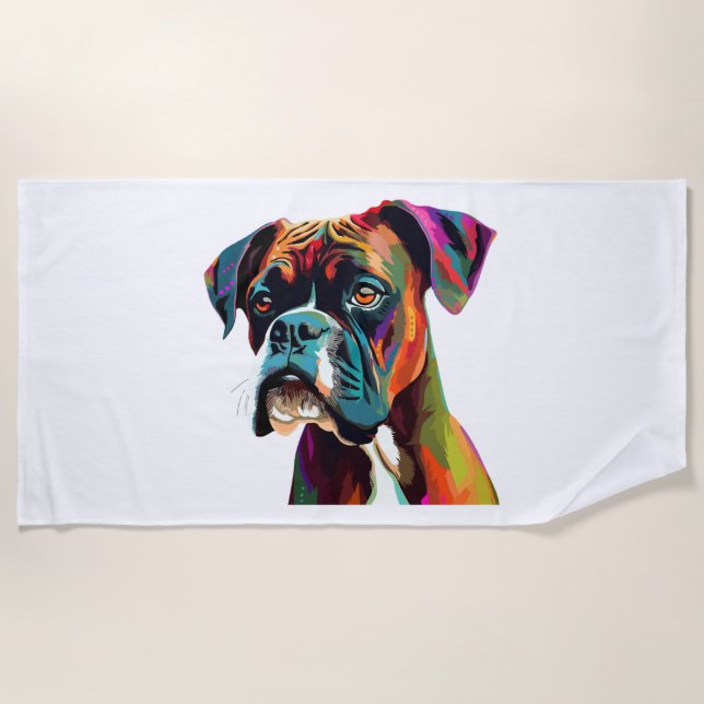 Toalha De Praia Boxer Dog Colorido (Frente)