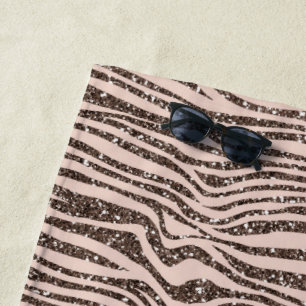Toalha De Praia Branca de Chocolate Castanho-Zebra