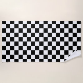 Toalha De Praia Branco clássico com padrão de estilo preto