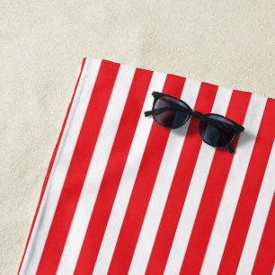Toalha De Praia Branco e vermelho listrado