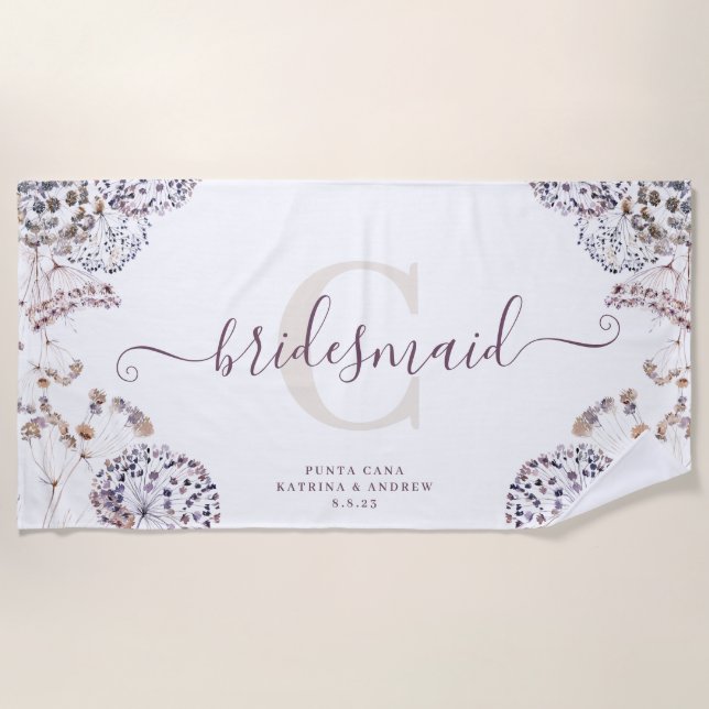 Toalha De Praia Bridesmaid Boho Beach Towel (Frente)