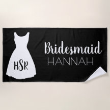 Bridesmaid do Monograma Branco Preto