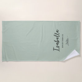 Toalha De Praia Bridesmaids Sage Green with Botanical