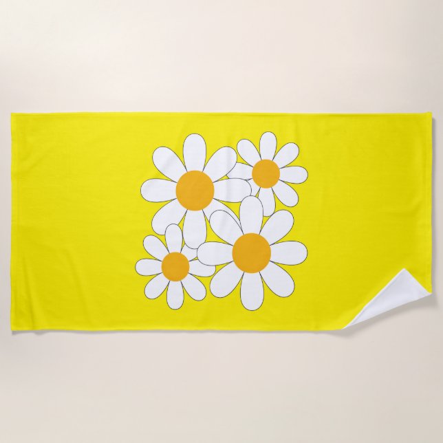 Toalha De Praia Bright and Bold Daisy (Frente)