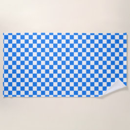 Toalha De Praia Bright Blue and White Checkers