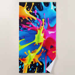 Toalha De Praia Bright Neon Splasps in Abstrato Art