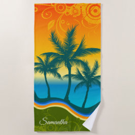 Toalha De Praia Bright Tropical Beach Sunset Beach Towel