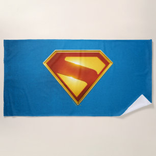 Toalha De Praia Brilhante da blindagem S do Ouro Superman